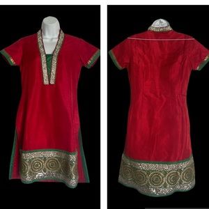 Scintillating Royal red, beaded Formal Kurti Dress Top Hand Embroidered